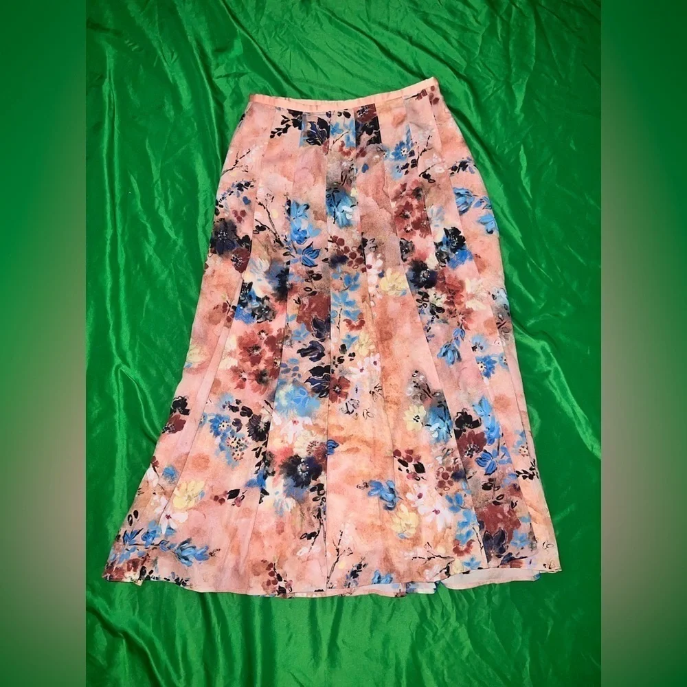 Aritiza Babaton Floral Midi Skirt with Slit size 2