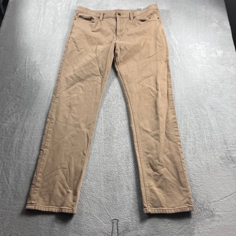 Banana Republic Traveler Pants Mens 35x32 Slim Fit Tan Khaki Chino 5-Pocket