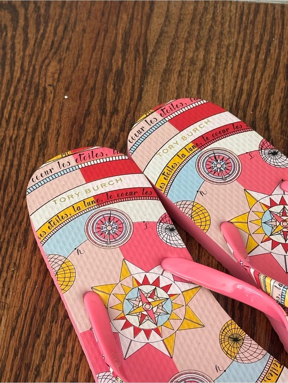 Tory Burch Pink Multi-Pattern Flip Flops