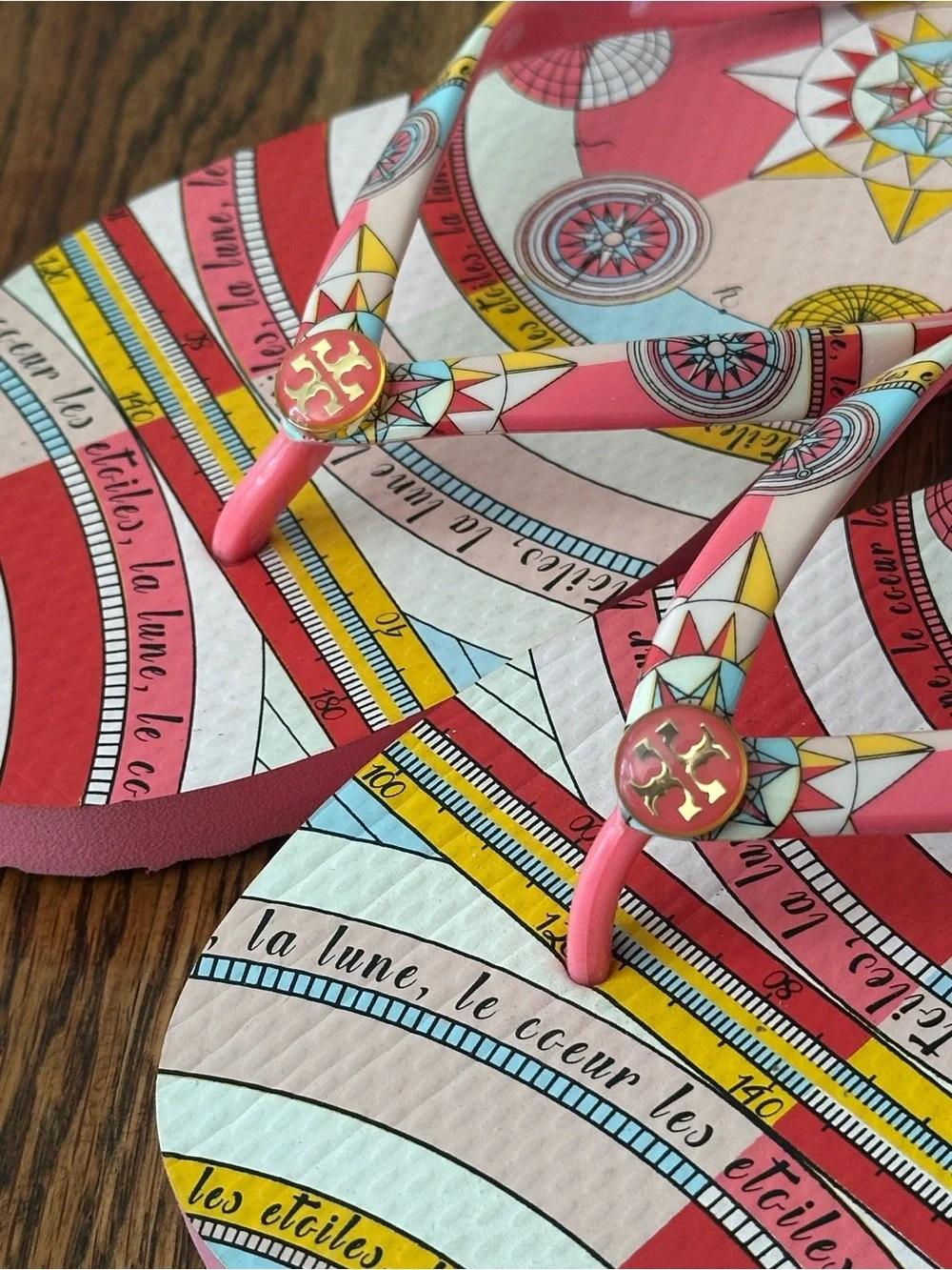 Tory Burch Pink Multi-Pattern Flip Flops