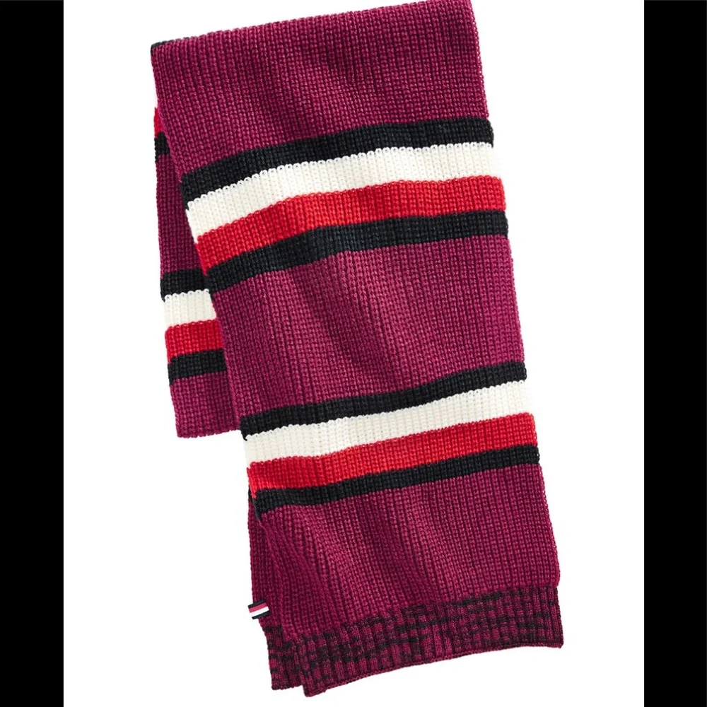 Tommy Hilfiger Men's Back Bay Cardigan- Knit Striped Marled Scarf