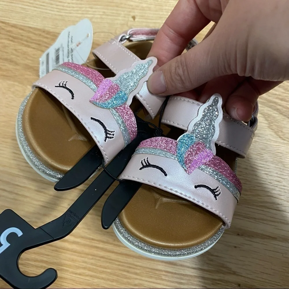 Wonder Nation Unicorn Sandals NWT Sz 5 Baby Girl Pink
