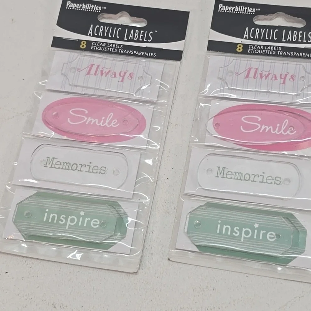 2‎ Sets PAPERBILITIES Clear Acrylic Labels 16pcs 2 Sets Embellishments 8pcs