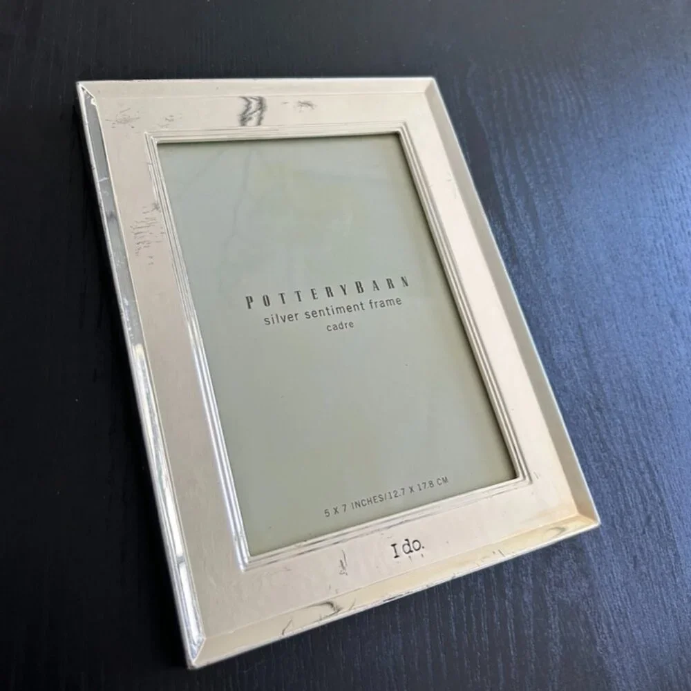 Pottery Barn Silver Sentiment Picture Photo Frame 5X7 