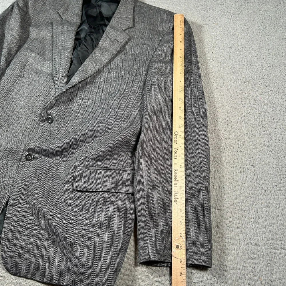 Joseph & Feiss‎ Blazer Jacket Men 48 Grey Herringbone Wool Single Breasted