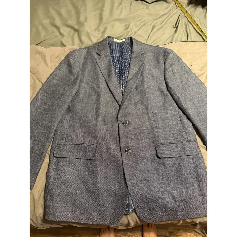 Joseph Abboud Sport Coat Mens 44R Tailored Fit  Gray Linen/ Wool Two Button