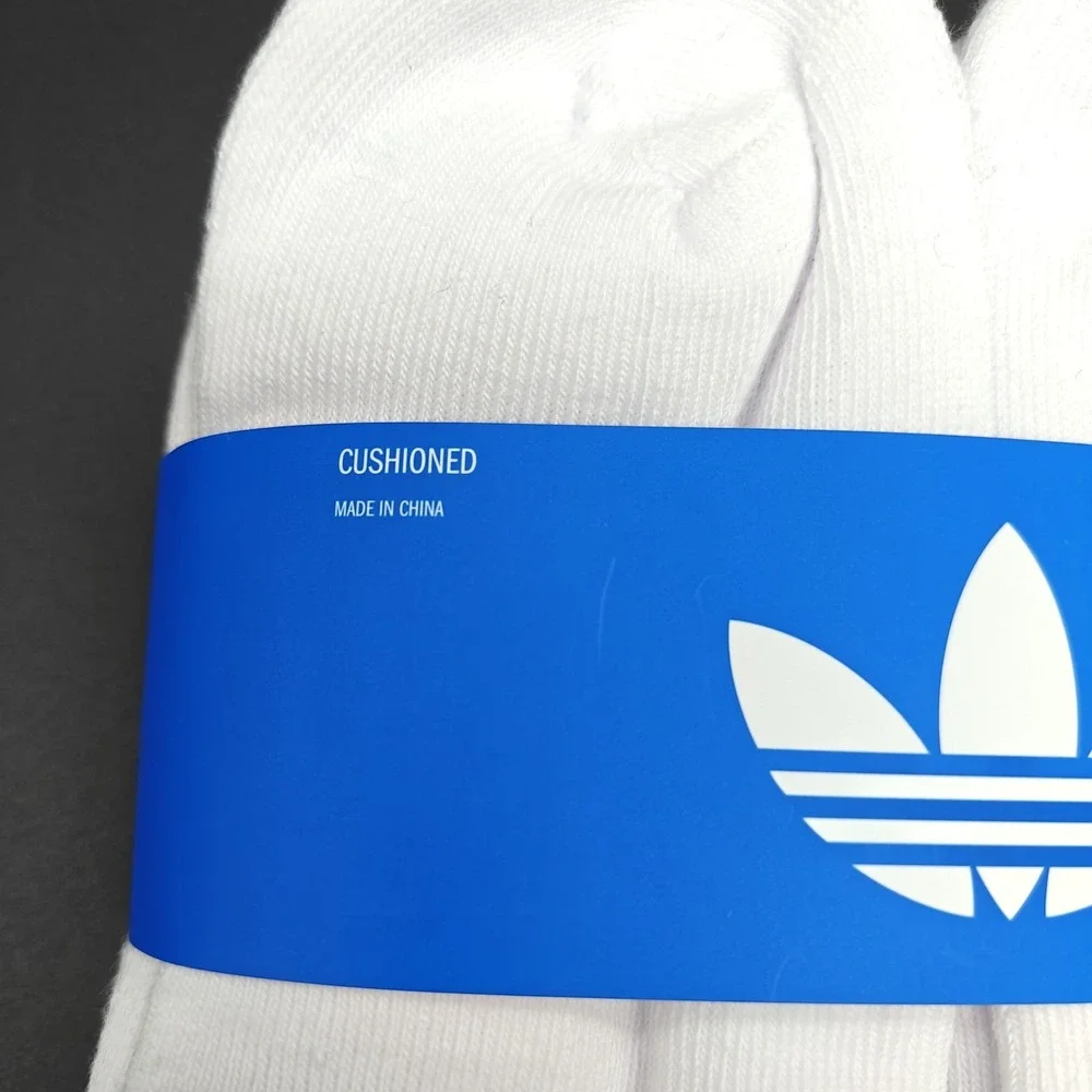 Adidas Originals Trefoil 6 Pair Cushioned Low Cut Socks White Large 6-12 NEW