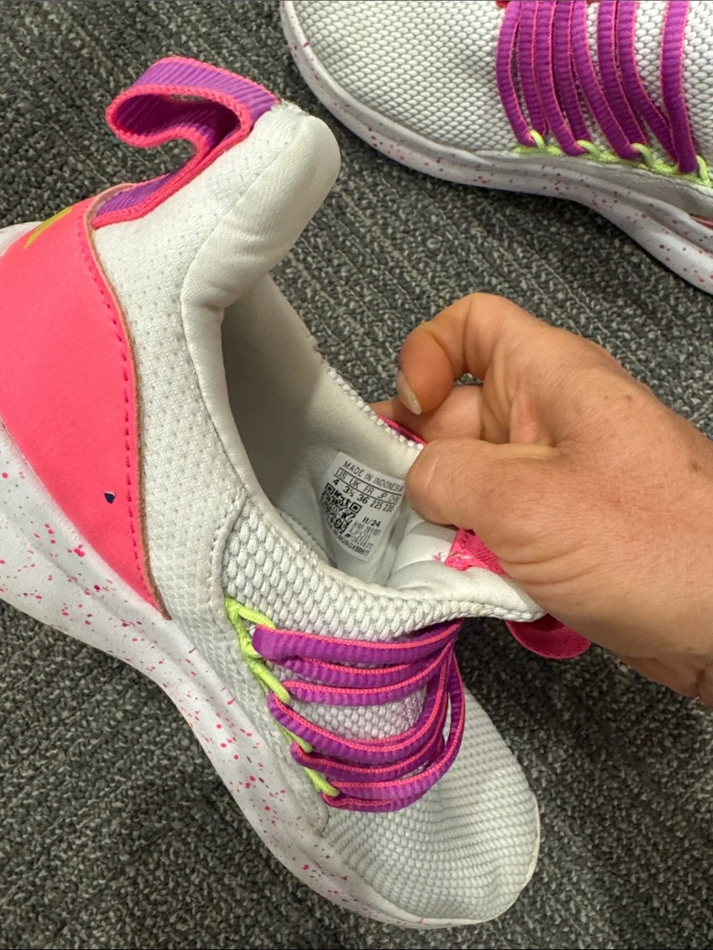 adidas Kids White Sneakers with Pink and Purple Accents