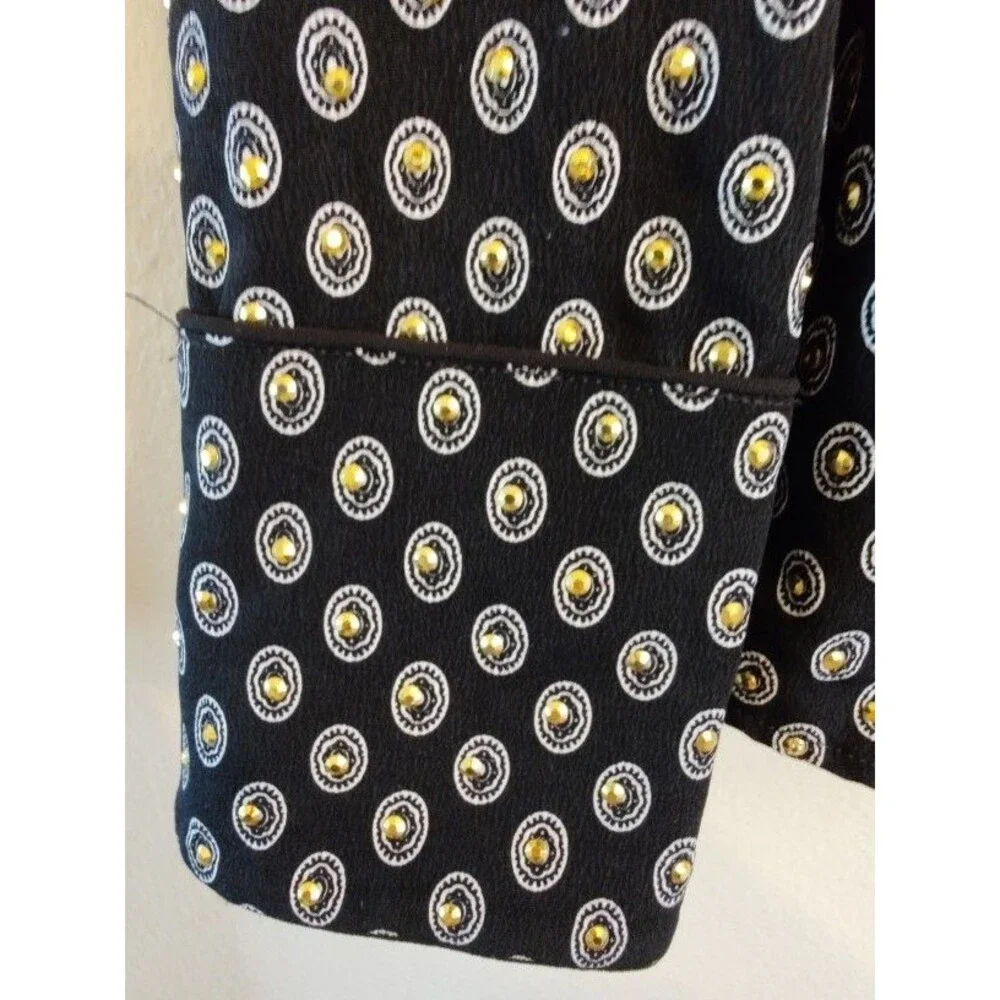 Women's Nice Michael Kors Black with Gold Stone Pajamas Top Size S