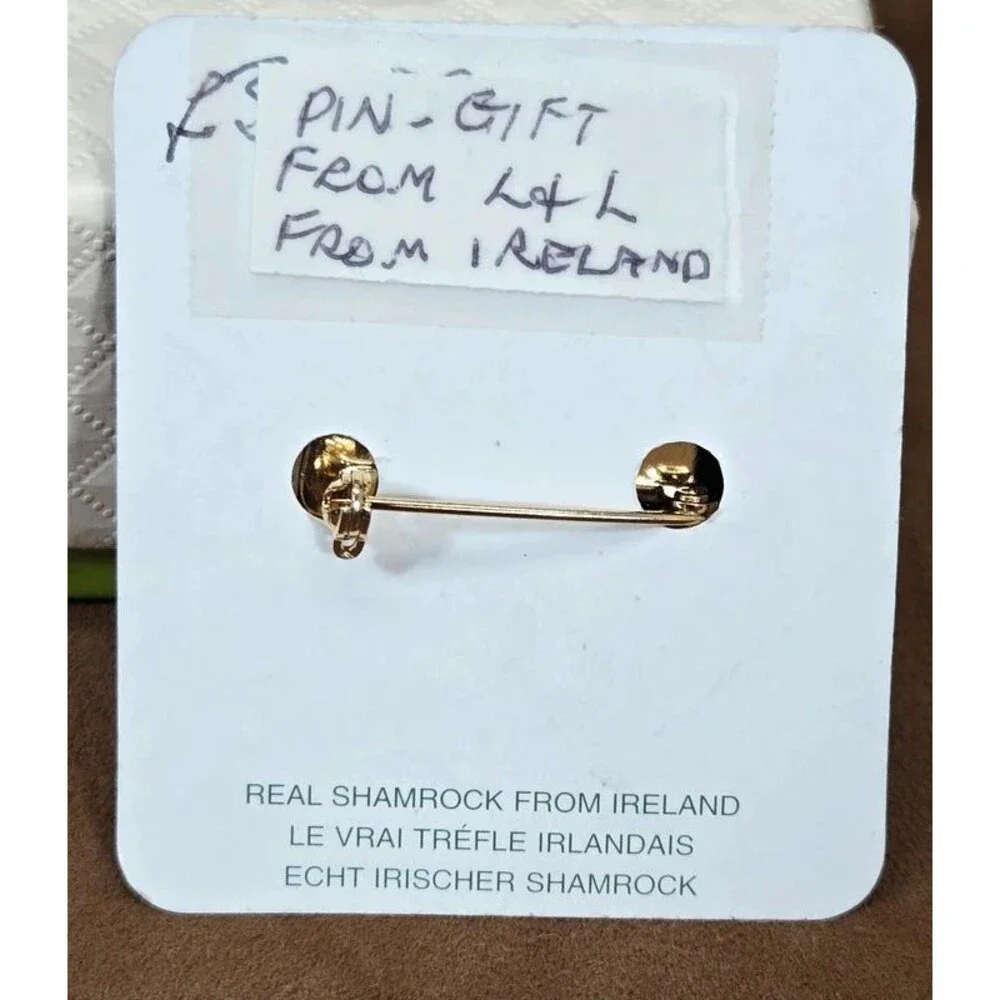 Vintage Real Pressed Shamrock Brooch Pin Ireland 🍀