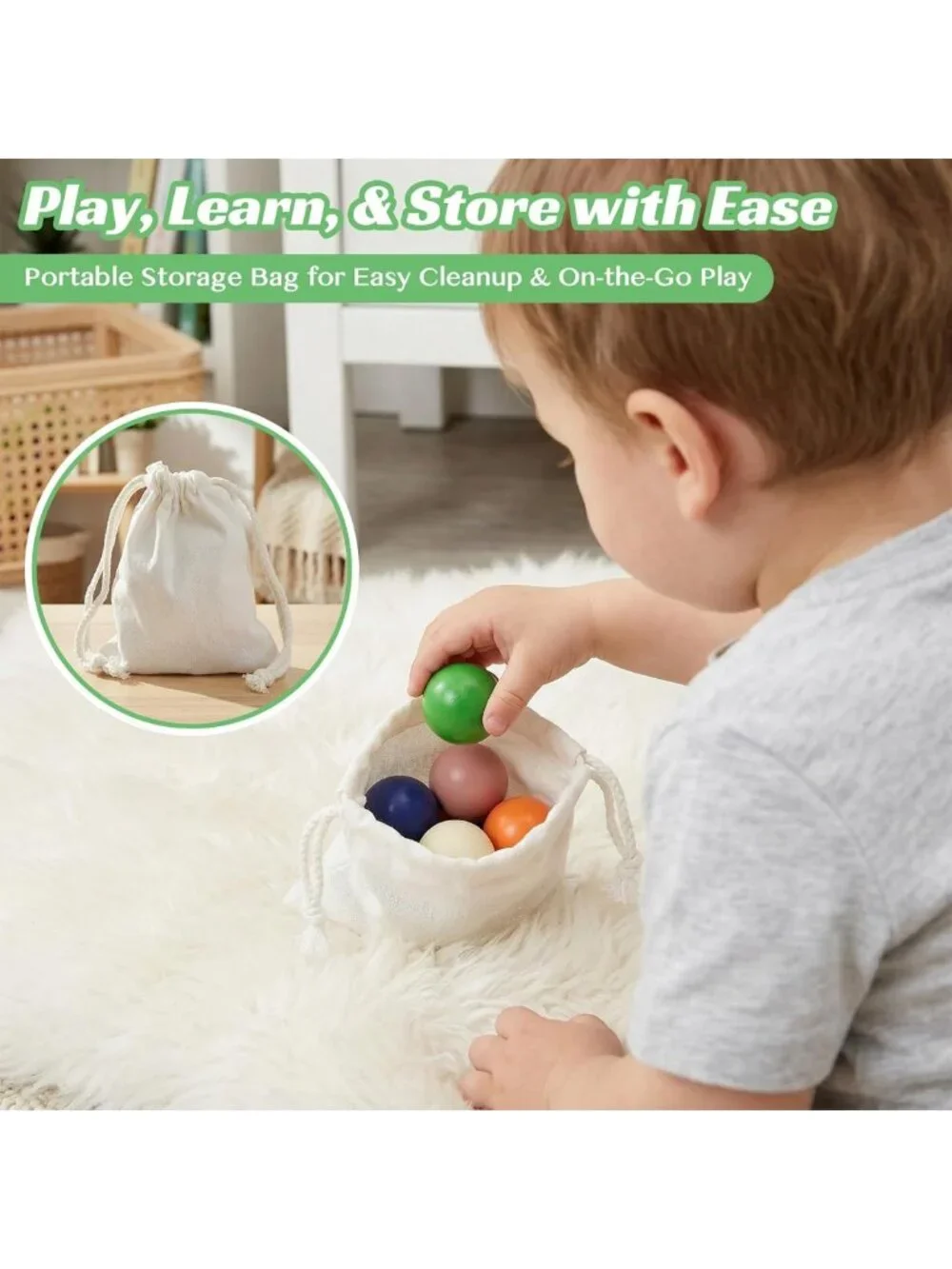 Colorful Rainbow Balls in Cups | Montessori Toddler Learning Toy for 3+ Kids