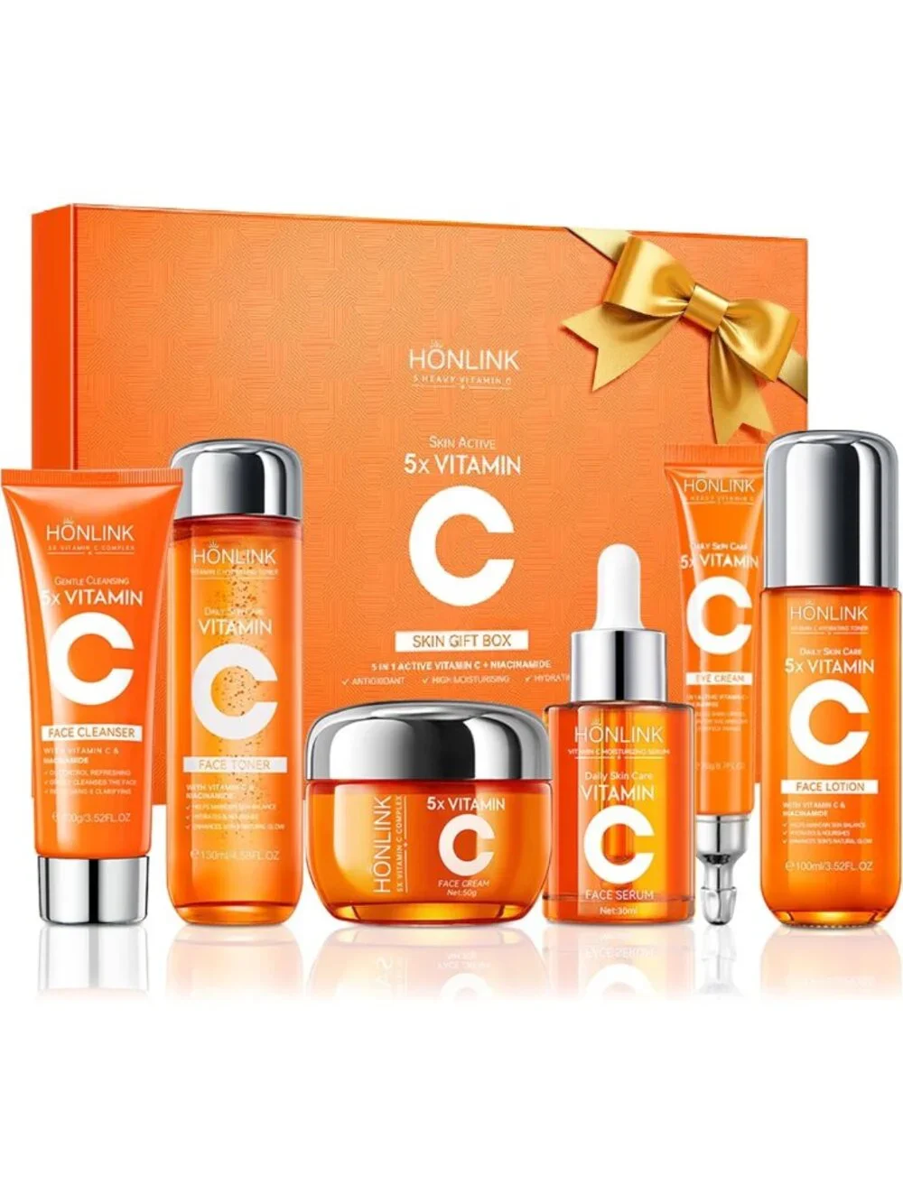 6-Piece Vitamin C & Niacinamide Skincare Set for Daily Facial Care Routine
