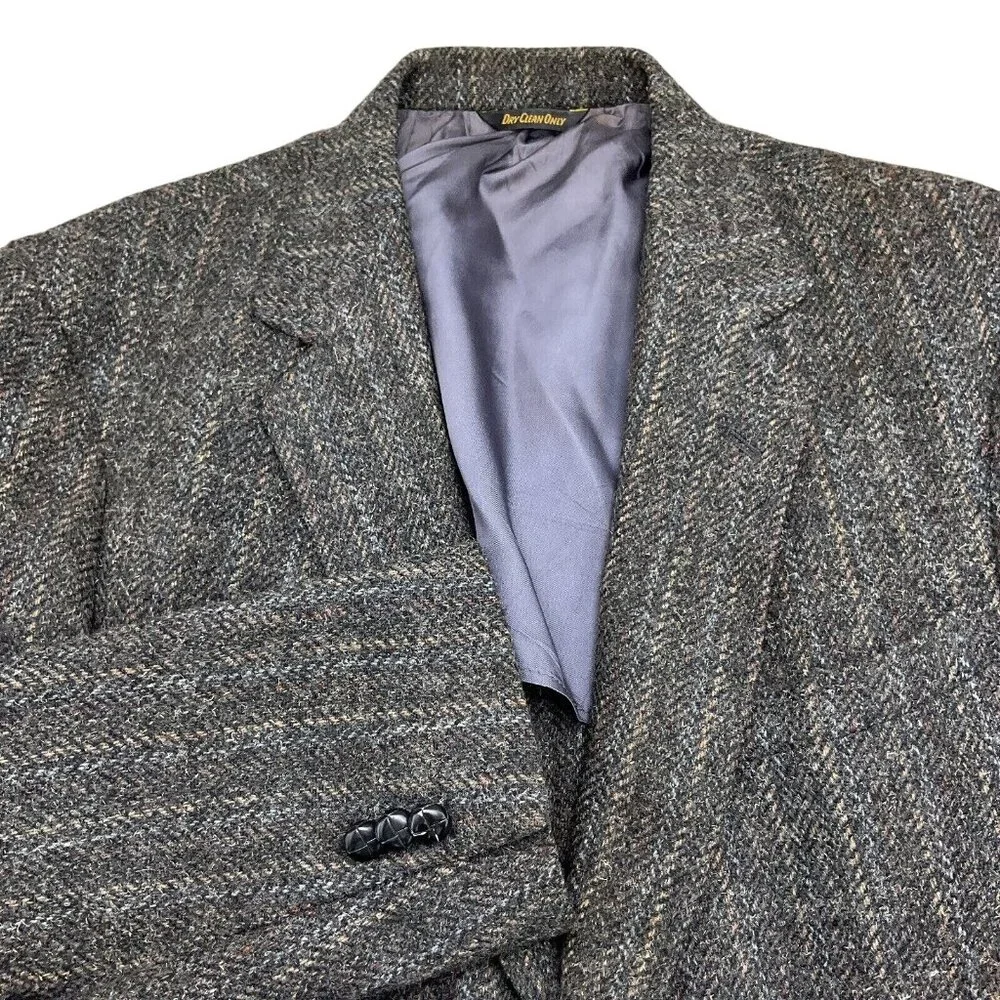 Sovereign Blazer Men 46 Gray Green Tweed Wool‎ Classic Sport Coat USA VTG