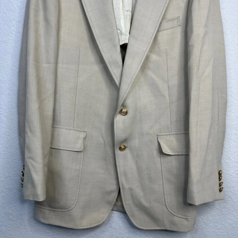 Kendan's Ltd Wimbledon Blazer‎ Men 42R Tan Vintage Gold 2-Button USA Made Golf