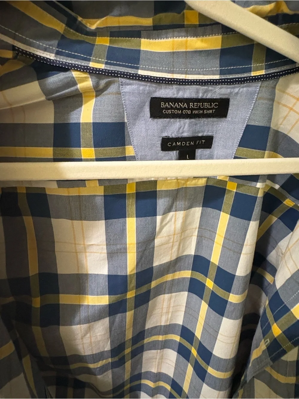 Banana Republic Men’s Blue, White & Yellow Plaid Button-Down Shirt