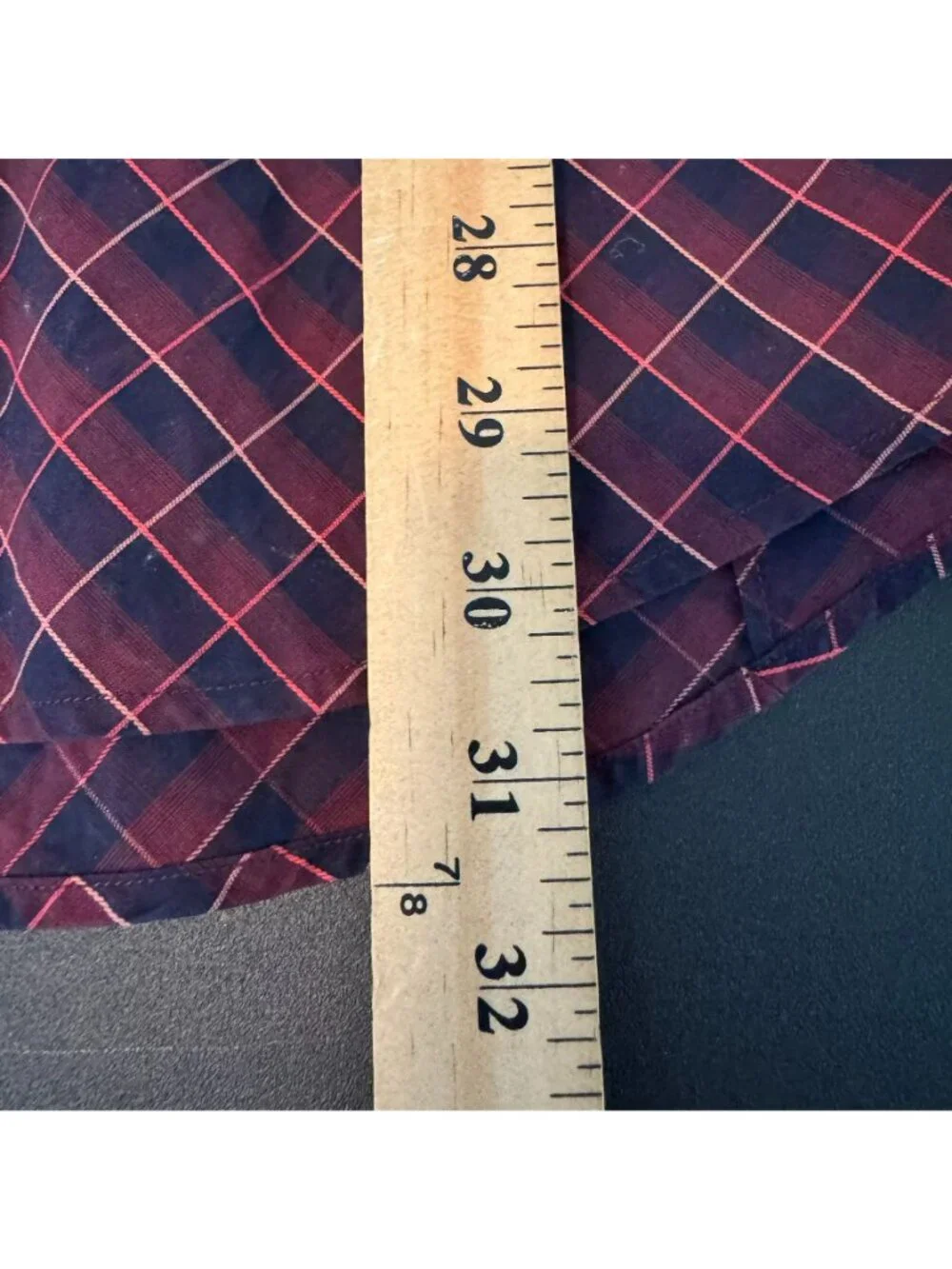 Vintage Y2K Banana Republic Maroon & Navy Checked Dress Shirt, French Cuffs, XL