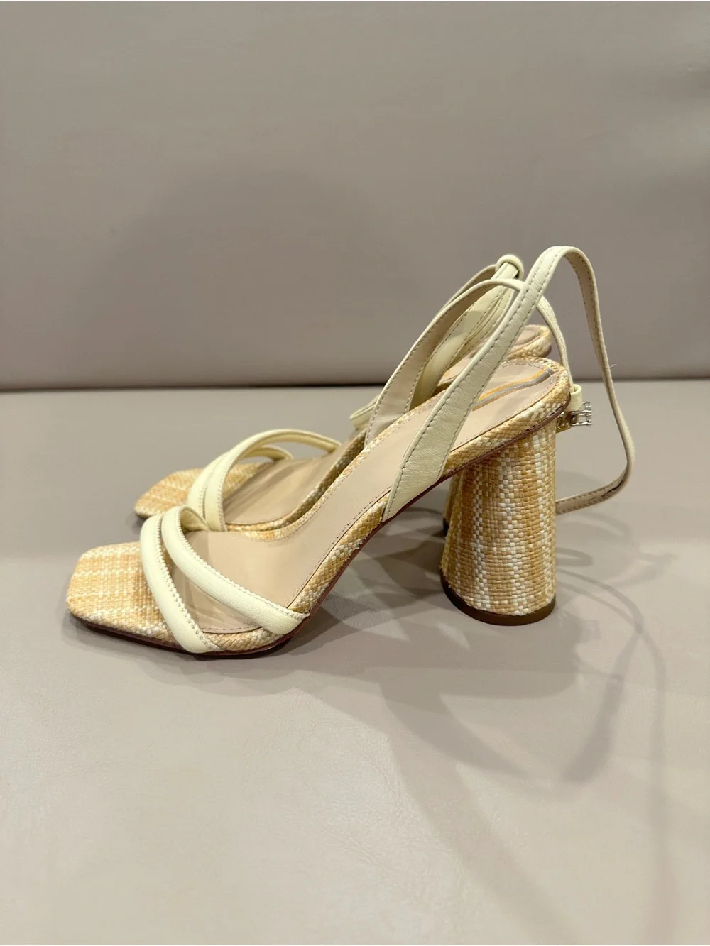 Sam Edelman Women's Kia Bleached Wheat Strappy Block Heel Sandals
