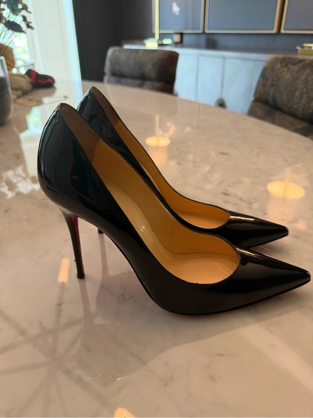 Christian Louboutin Black Patent Pointed Toe Pumps