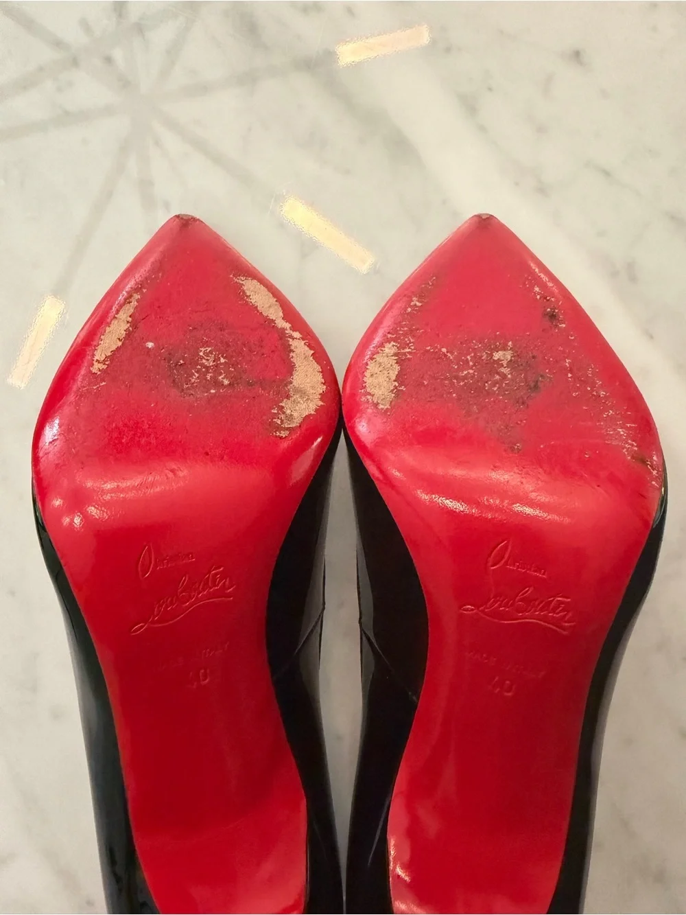 Christian Louboutin Black Patent Pointed Toe Pumps