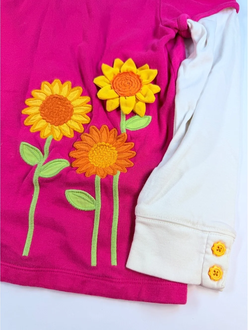 Gymboree Girls Size 7 Pink Sunflower Smiles Layered Long Sleeve Top