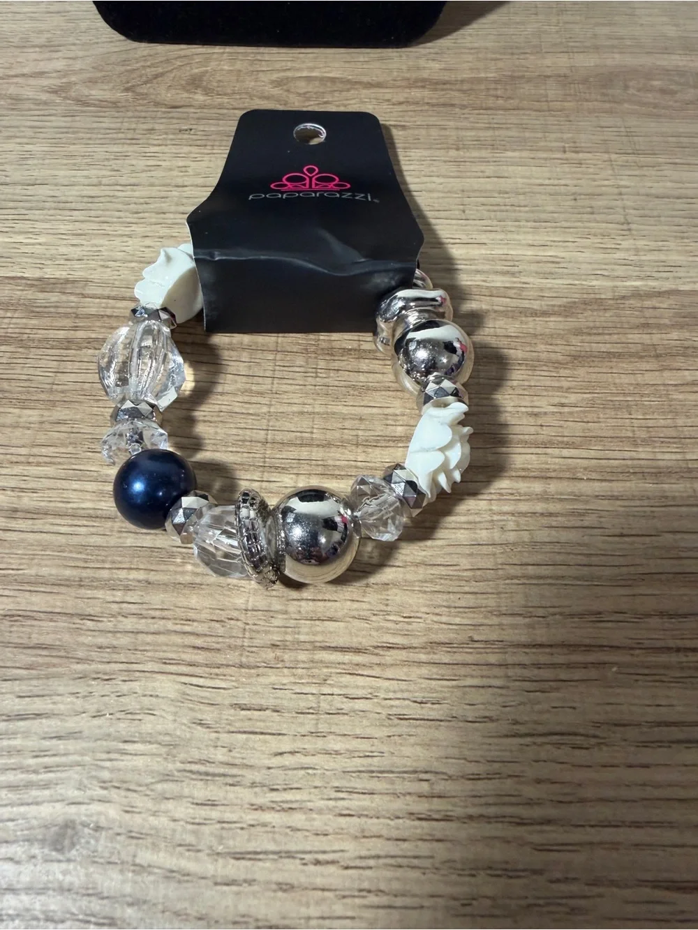 paparazzi Navy and Clear Beaded Stretch Bracelet