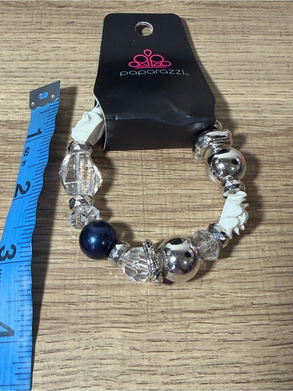 paparazzi Navy and Clear Beaded Stretch Bracelet