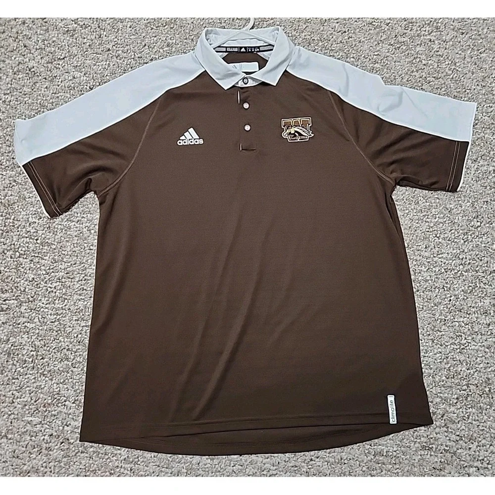 Adidas Western Michigan Brown Climalite XL Coaches Short‎ Sleeve Polo