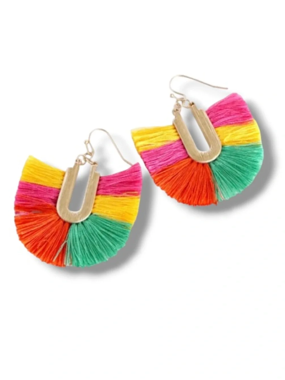 Panacea Bohemian Fringe Multi Color Tassel Women’s Rainbow Fan Earrings