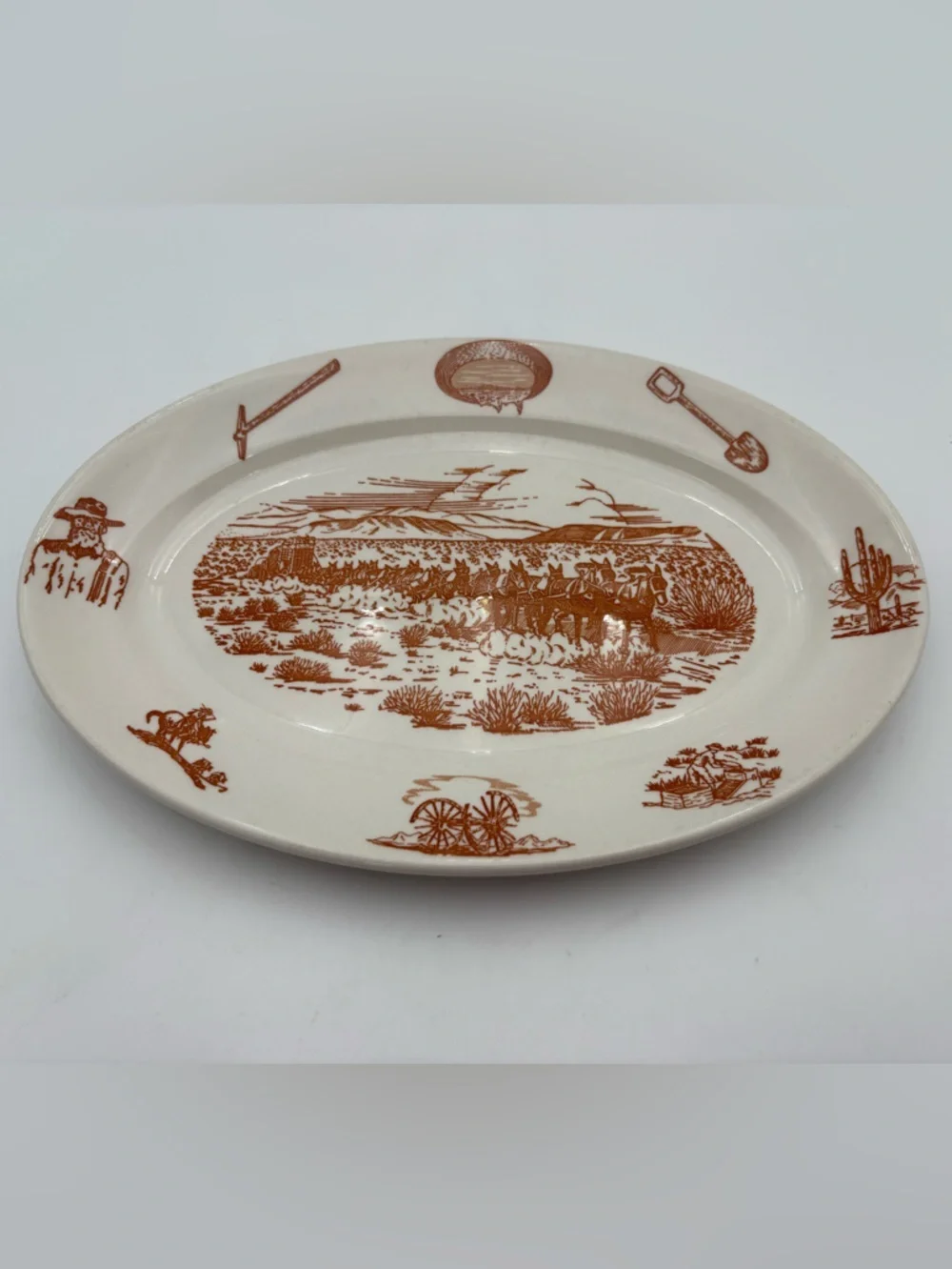 RARE Vintage Wallace China 49er Pattern Oval Serving Plate