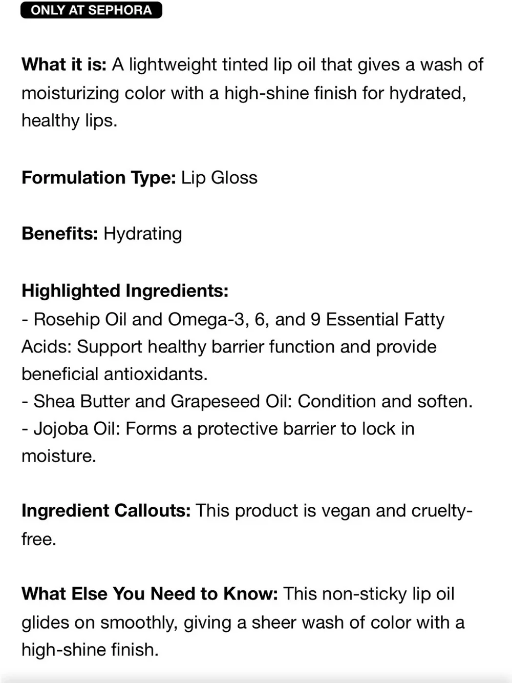 Merit Hydrating Lip Oil shade Jete