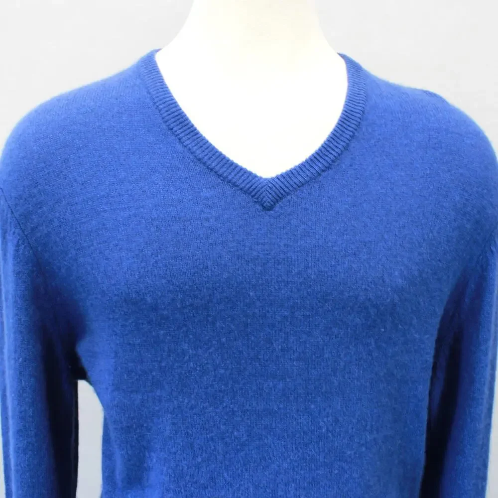 Old Navy 100% Cashmere Soft Warm Blue V-Neck Sweater XXL
