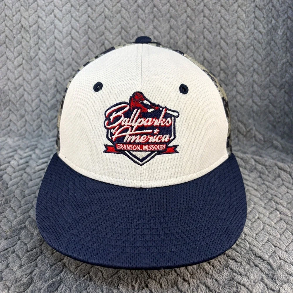 OC Sports Ballparks America Branson Missouri Camo Baseball Hat XS/S Navy White