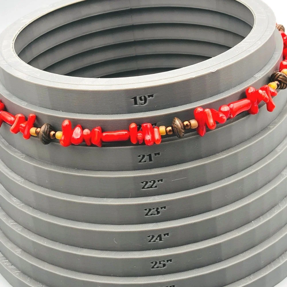 Vintage Red Coral Necklace Glass Metal Bead Accents 20‎ Inch Strand Coastal Boho