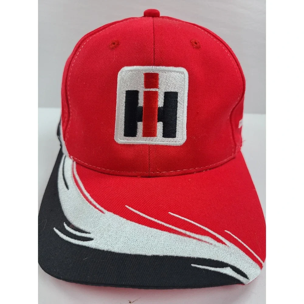 International Harvester IH Red Racing Baseball Cap Hat Unkefer Equipment Co OSFM