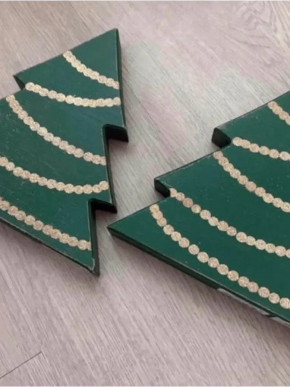 Classic Green Wooden Christmas Tree Holiday Decor - set of 2