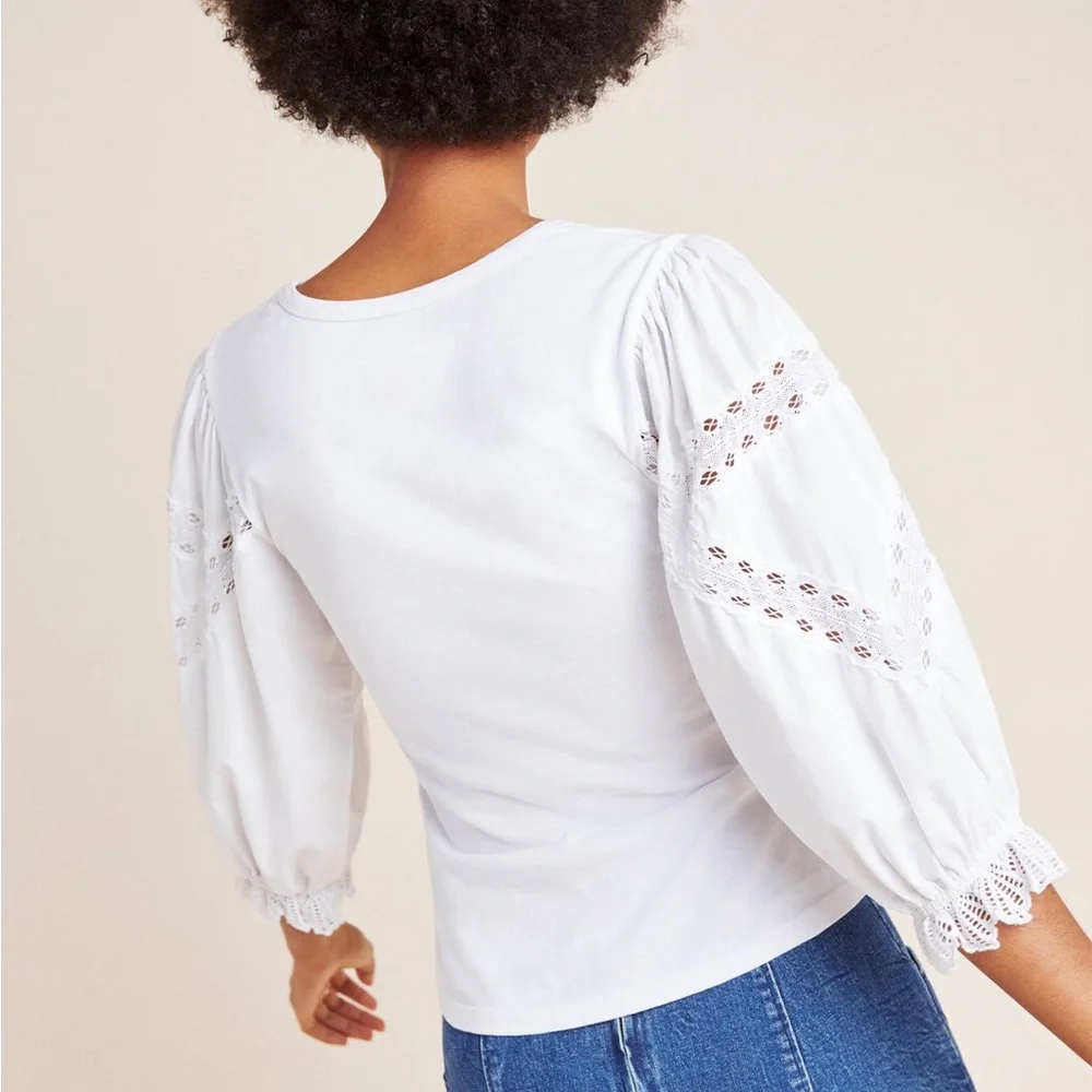 ANTHROPOLOGIE / La Vie WHITE COTTON EYELET TOP