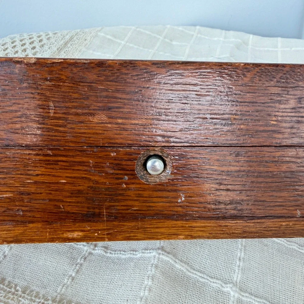 Antique Wheeler & Wilson Sewing Machine Carved Wood Accessory Box W&W Logo Decor