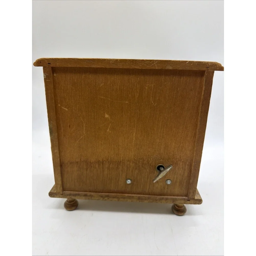 Vintage Italian Florentine Gold 3 Red Velvet Drawer Musical  Jewelry Box