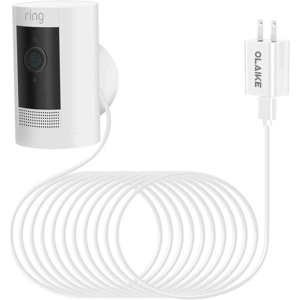 OLAIKE 5m/16ft Charge Cable with DC Power Adapter Compatible with Stick Up Cam &