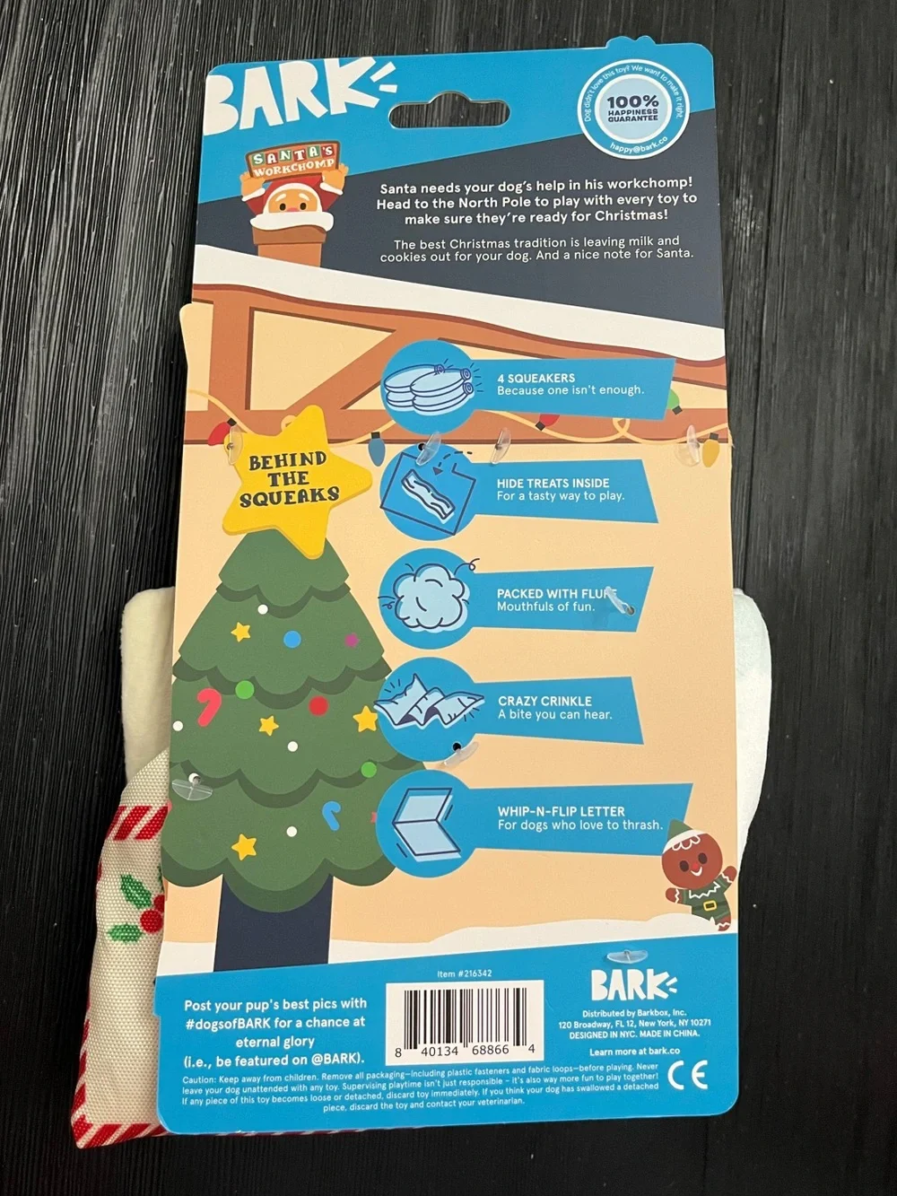 Bark Holiday Cookie & Cup Plush Dog Toy Set