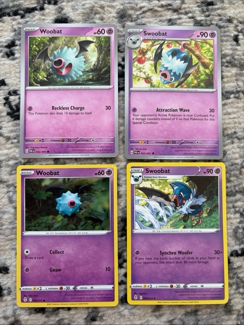 Woobat & Swoobat Evolution Line Lot | Paldean Fates + Evolving Skies | ✨5/$25✨