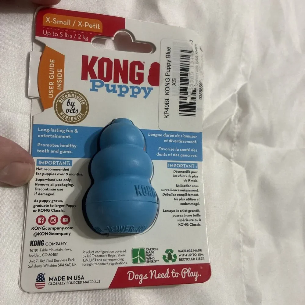 NEW Kong Puppy X-SMALL Blue Healthy Chewing Toy Teething Dog Chew, Chase, Fetch