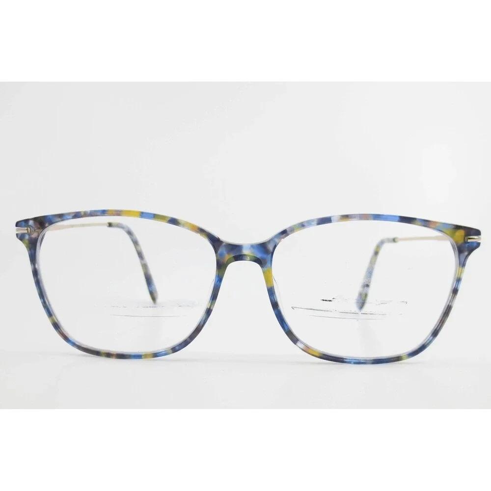 CM 202224 BL Blue Yellow Tortoise Rectangular Eyeglass Frames 54-14-140