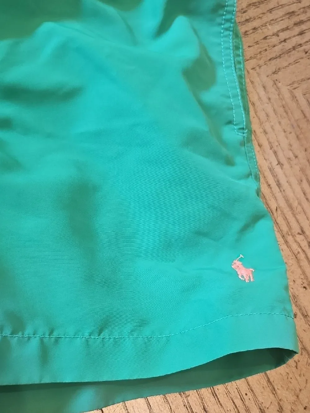 Polo by Ralph Lauren Green Swim Trunks with Coral Lining Size 7