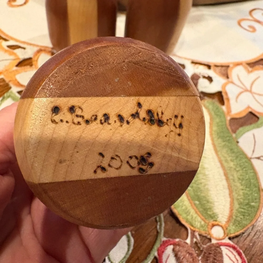 Wooden candle holder Set - Natural/Brown set of 3 handmade and signed