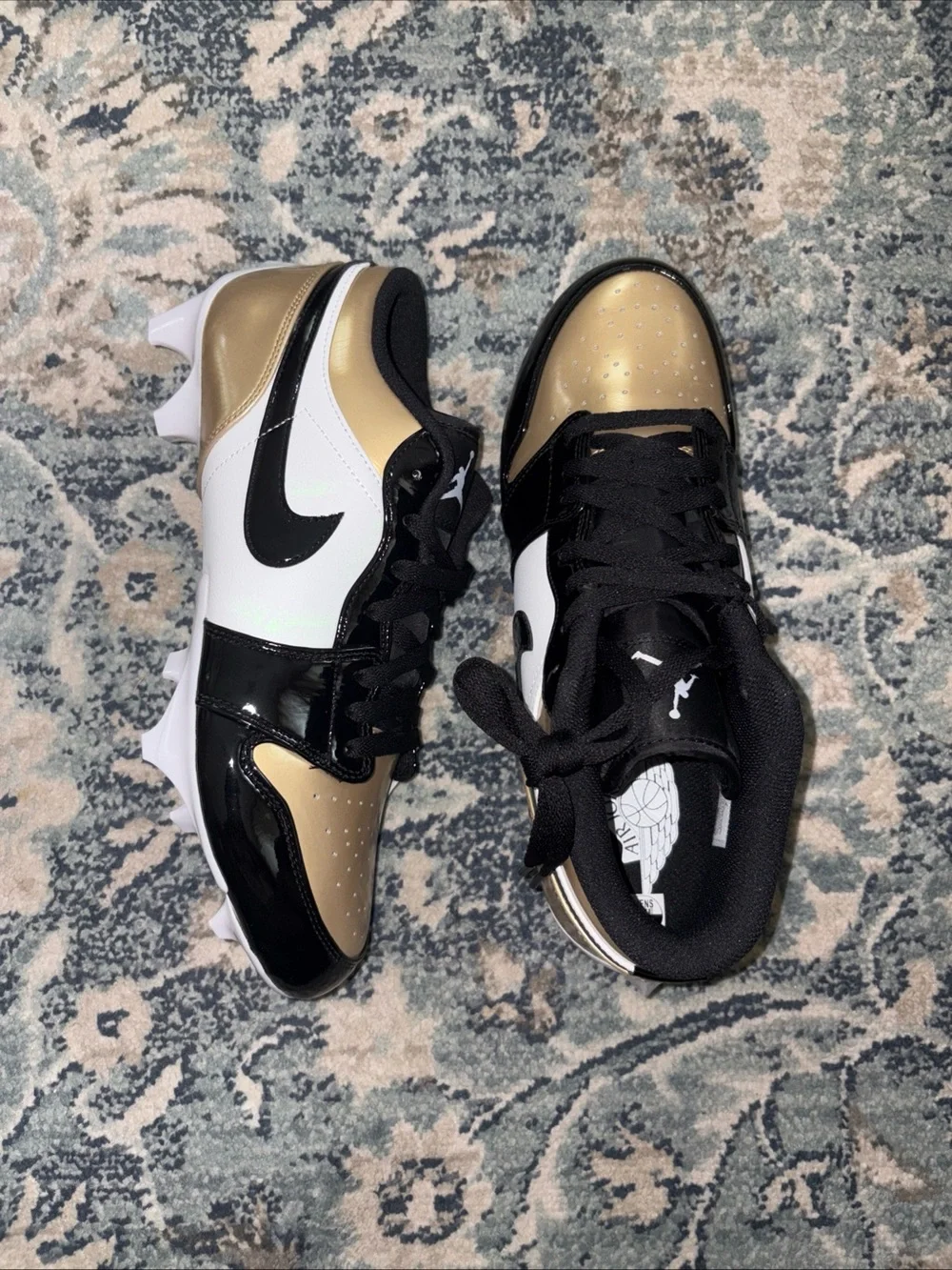 Jordan Kids' Gold, Black & White Cleats