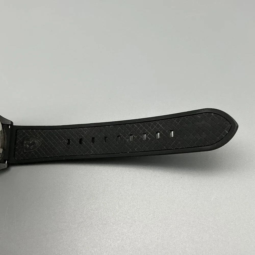 Scuderia Ferrari Mens Watch 42mm Black Dial Rubber Strap Date Logo New Battery