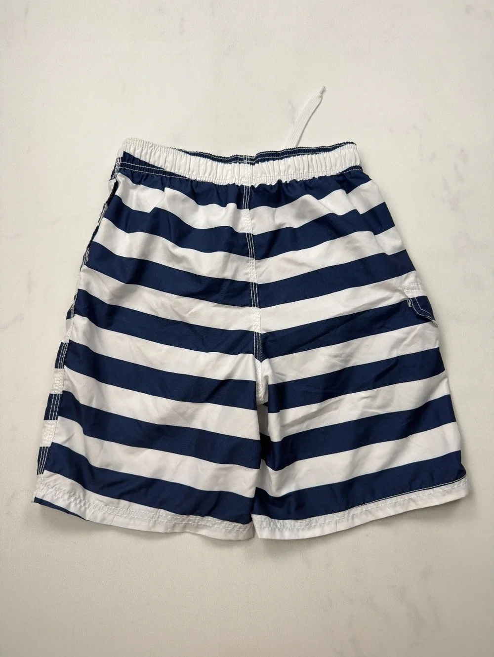Kanu Swim Shorts Navy White Striped Pockets - Boys XL