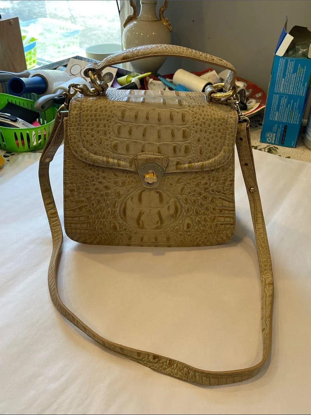 Brahmin Vittoria Rose Natural Lady handbag with crossbody strap