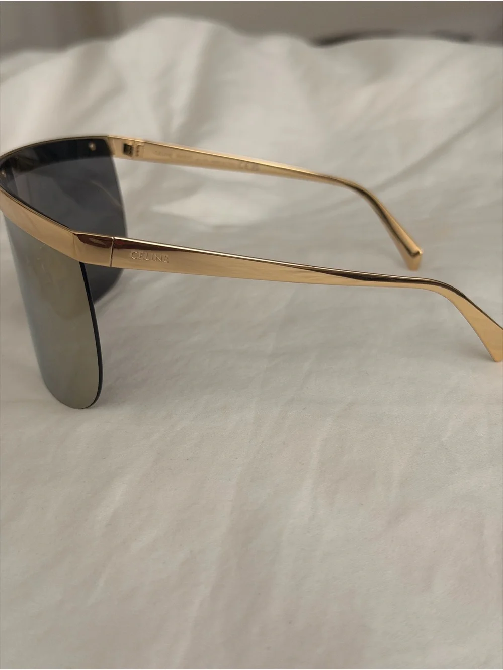 Celine Gold Mirrored Visor Shield Sunglasses with Black Pouch